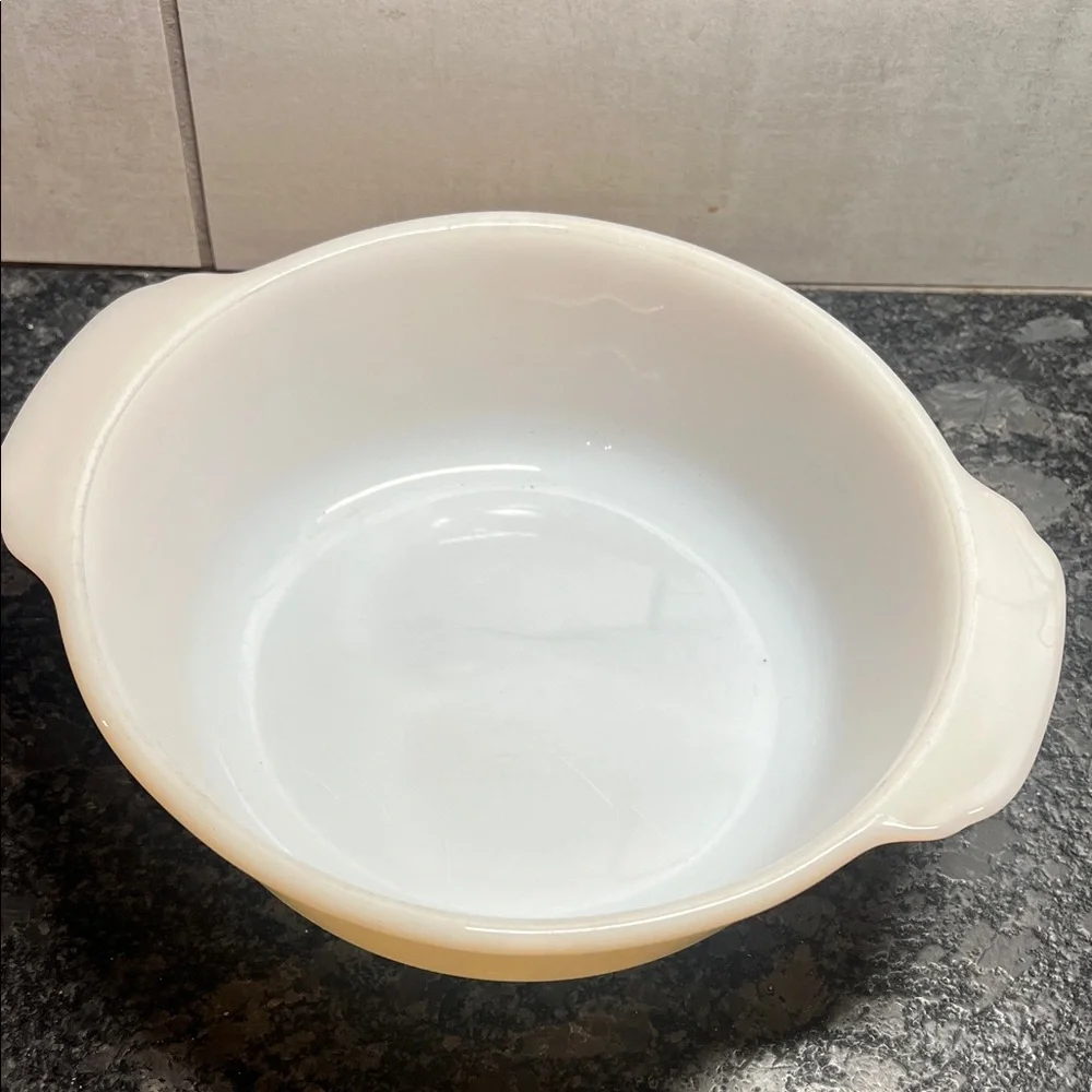 Vintage Peach Luster 8” baking dish by Fire King Imagine on your holiday table!